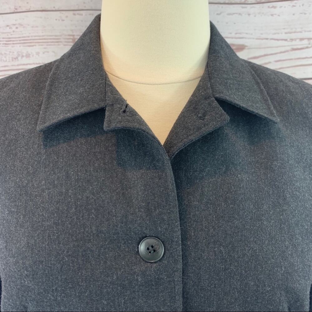Talbots 100% Wool Grey Jacket Button Front Pockets - image 4